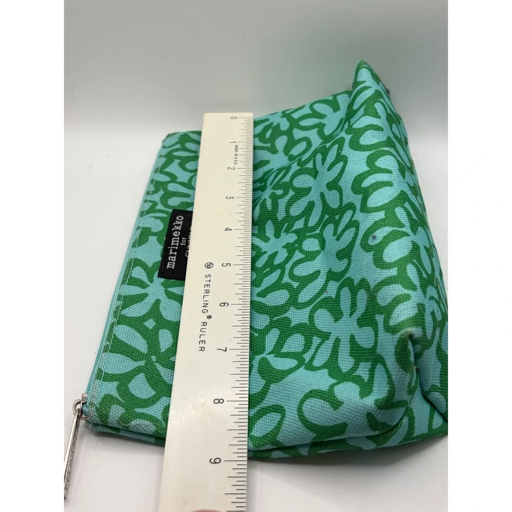 Marimekko for Clinique Green Floral Canvas Makeup Bag Cosmetic Pouch Blue